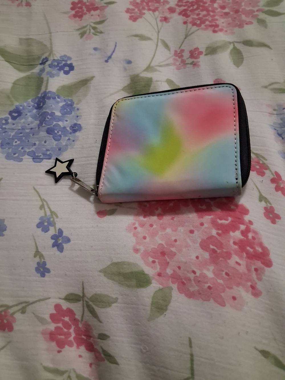 Claire's Pastel Tie-Dye Zip Wallet with Star Charm